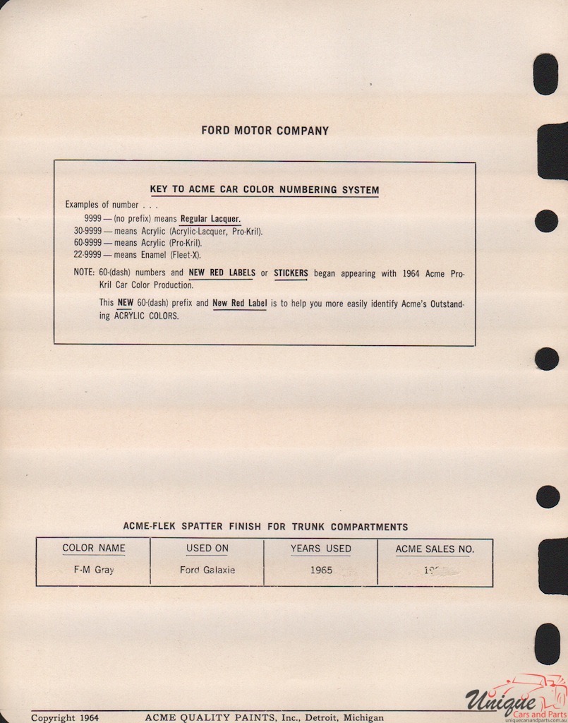 1965 Ford Paint Charts Acme 5